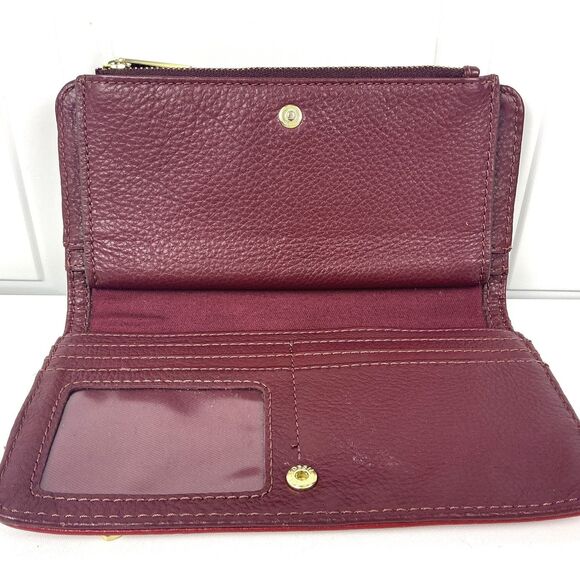 Vintage Fossill Wallet Women's Red/Burgundy/Pink Zip Around Leather Suede Block - Picture 6 of 9